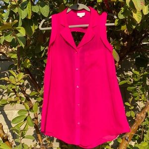 Parker Silk Cutout Top Tank Blouse